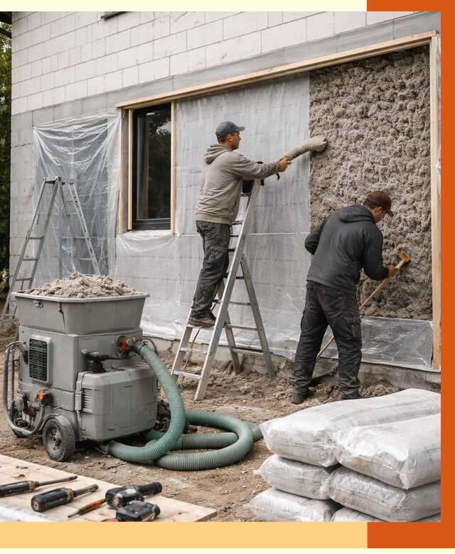 Утепление дома из газобетона эковатой в Мурманске от 4627 руб./м2 | ТепломастерМрм