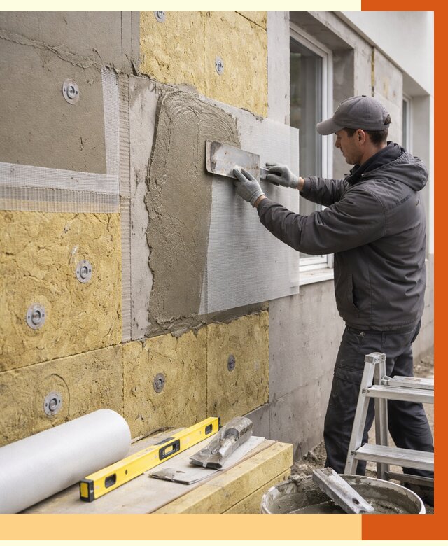 Утепление фасада под штукатурку в Мурманске от 4318 руб/м2 — монтаж пенопластом и минватой | ТепломастерМрм