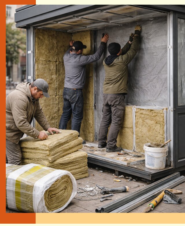 Утепление павильона шаурмы под ключ в Мурманске
