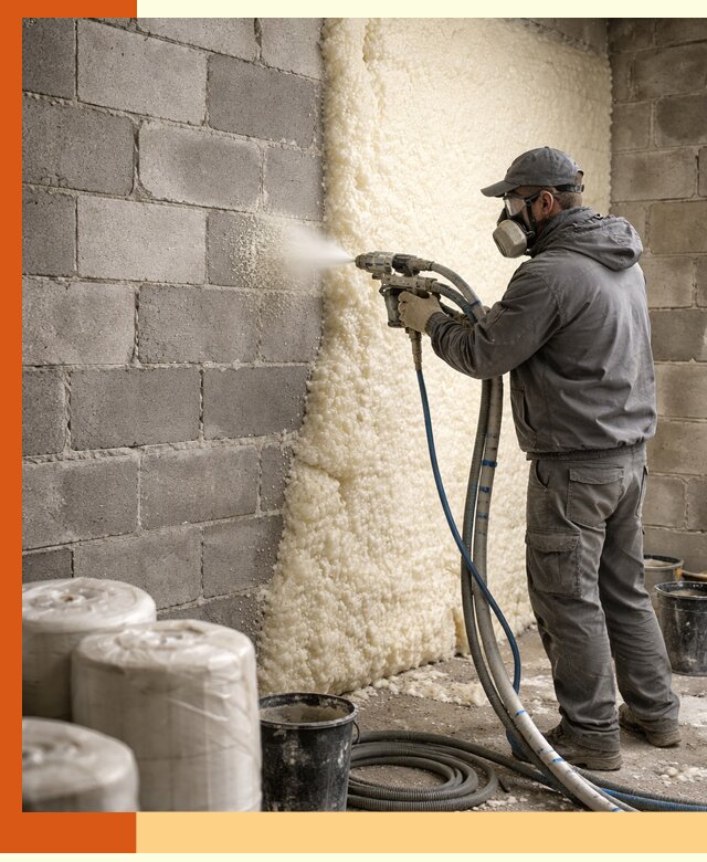 Утепление блочной стены ППУ в Мурманске качественно и надёжно