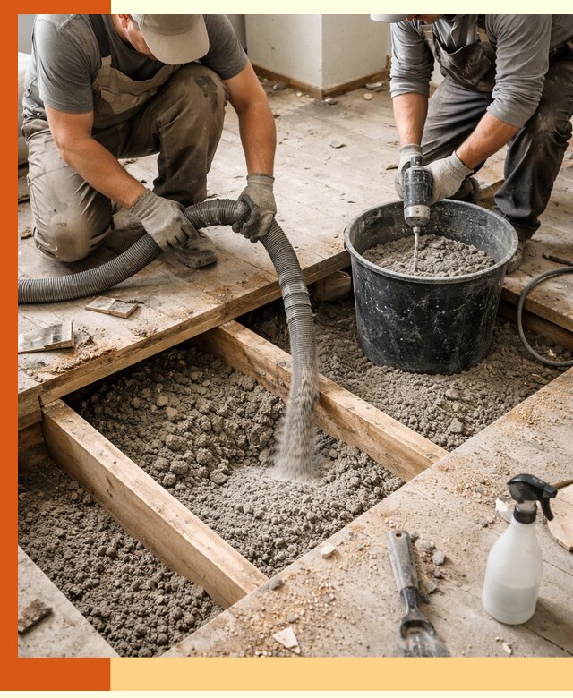 Заполнение пустот пола в Мурманске полиуретаном и пенополистиролом